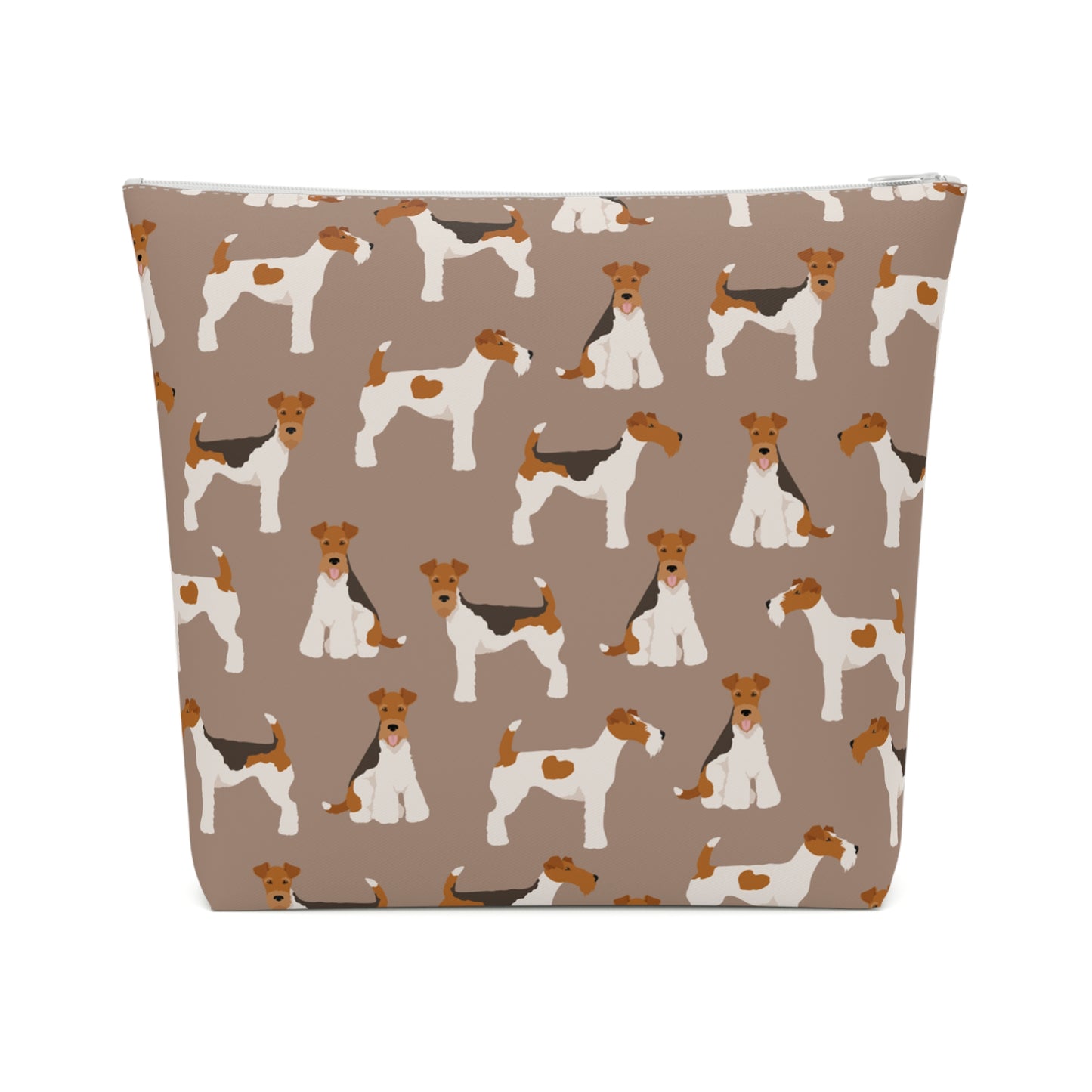 Adorable Wire Fox Terrier Patterned Cotton Cosmetic Bag - Perfect Gift for Pet Lovers
