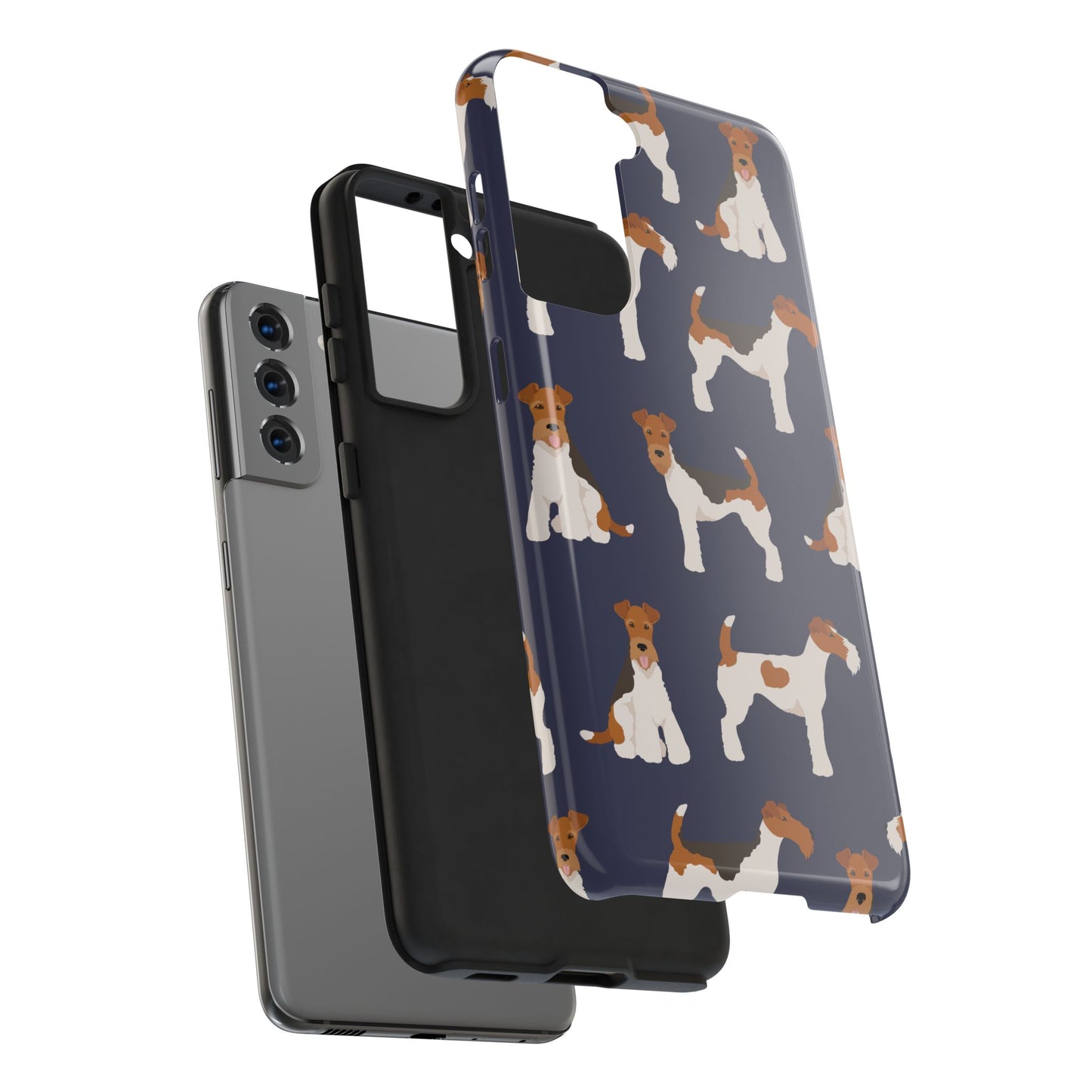 Tough Phone Cases with Adorable Fox Terrier in navy Design - Durable Pet Lover Accessory
