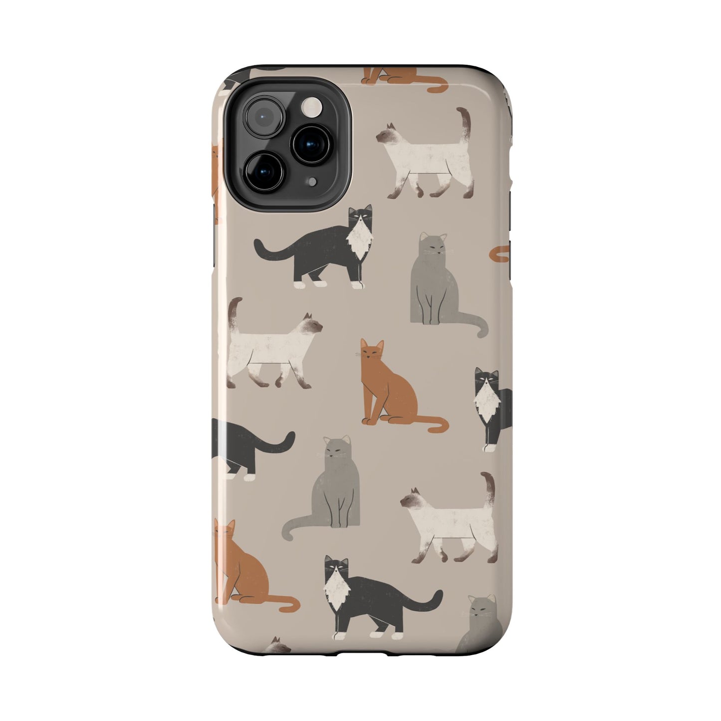 Cubist Cat Pattern Tough Phone Cases for Pet Lovers - Durable Protection and Cute Design