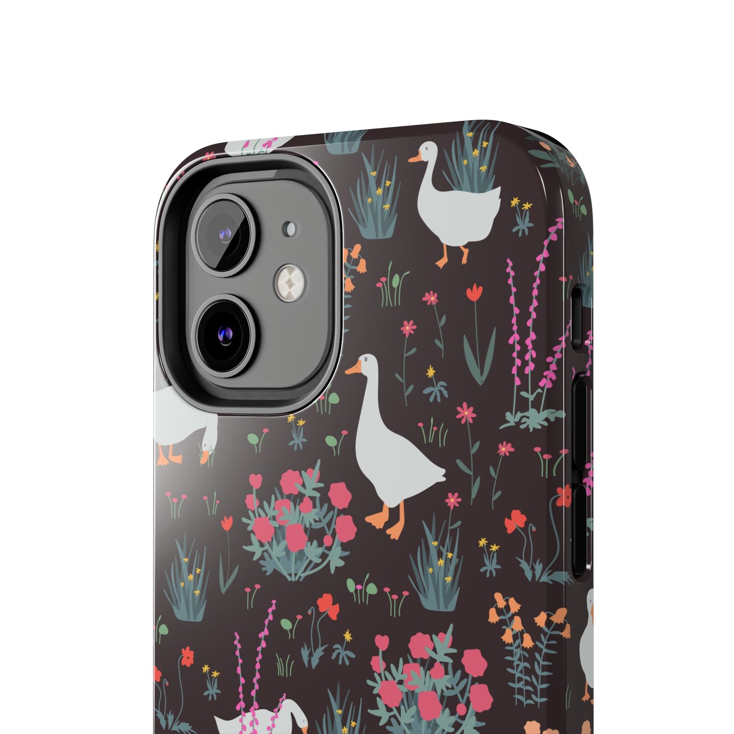 Whimsical Floral Goose Tough Phone Case - Stylish Protection for Nature Lovers