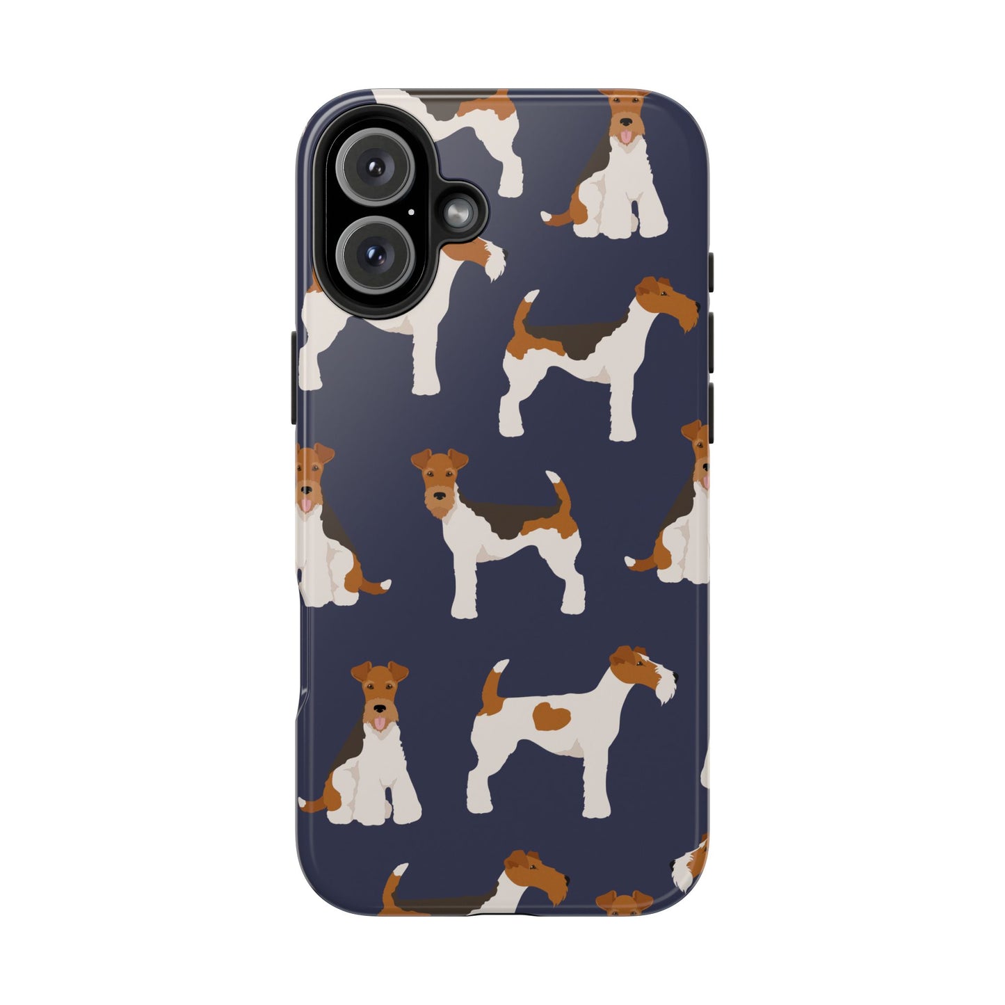 Tough Phone Cases with Adorable Fox Terrier in navy Design - Durable Pet Lover Accessory