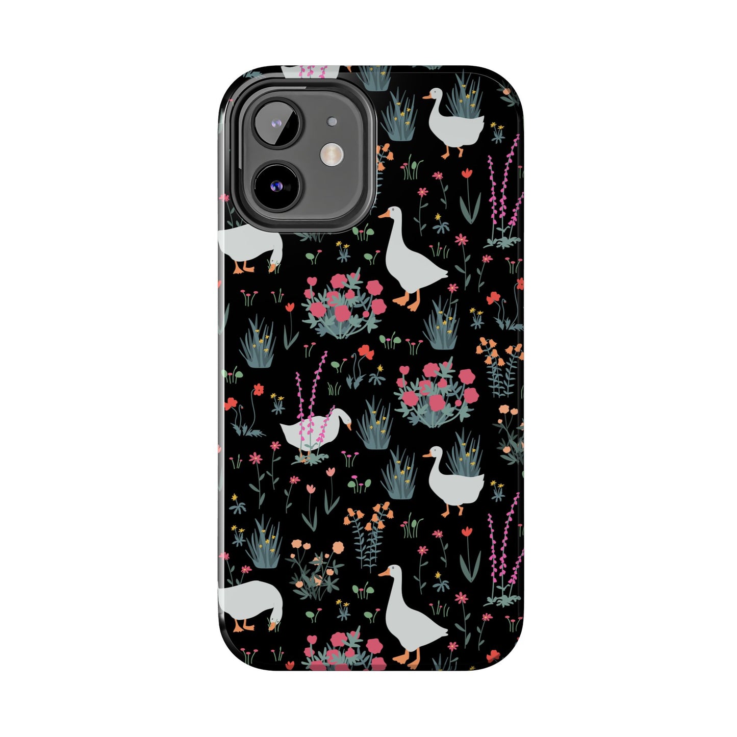 Whimsical Floral Duck Tough Phone Case - Stylish Protection for Your Device