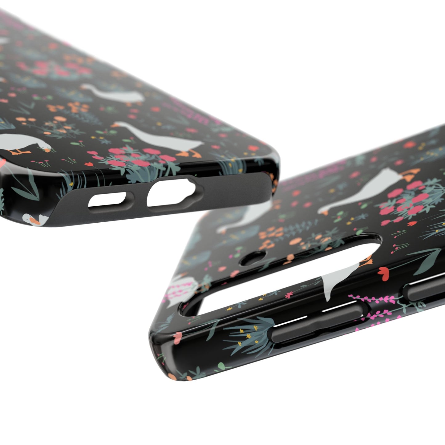 Whimsical Floral Duck Tough Phone Case - Stylish Protection for Your Device