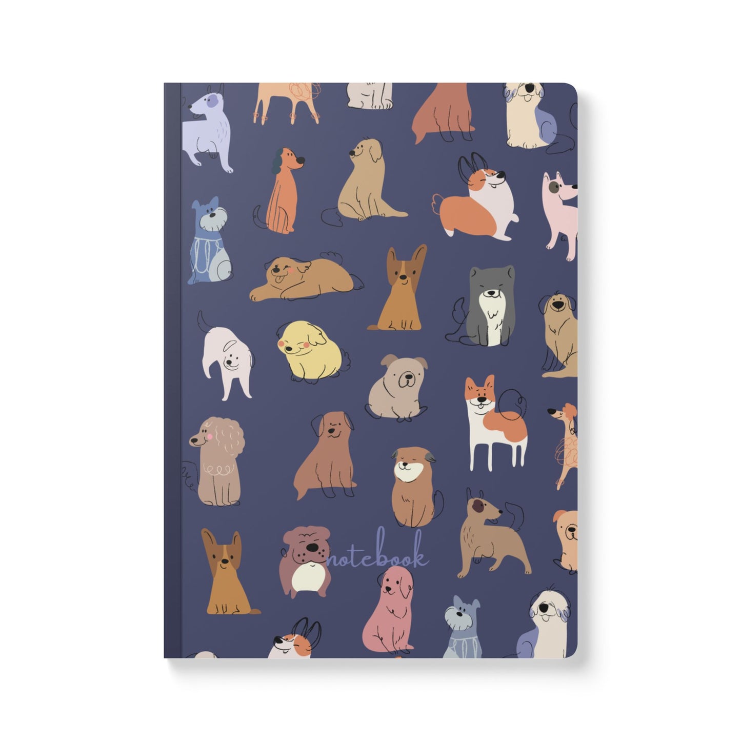 Adorable Dog On Navy-Themed Softcover Journal - Perfect for Pet Lovers