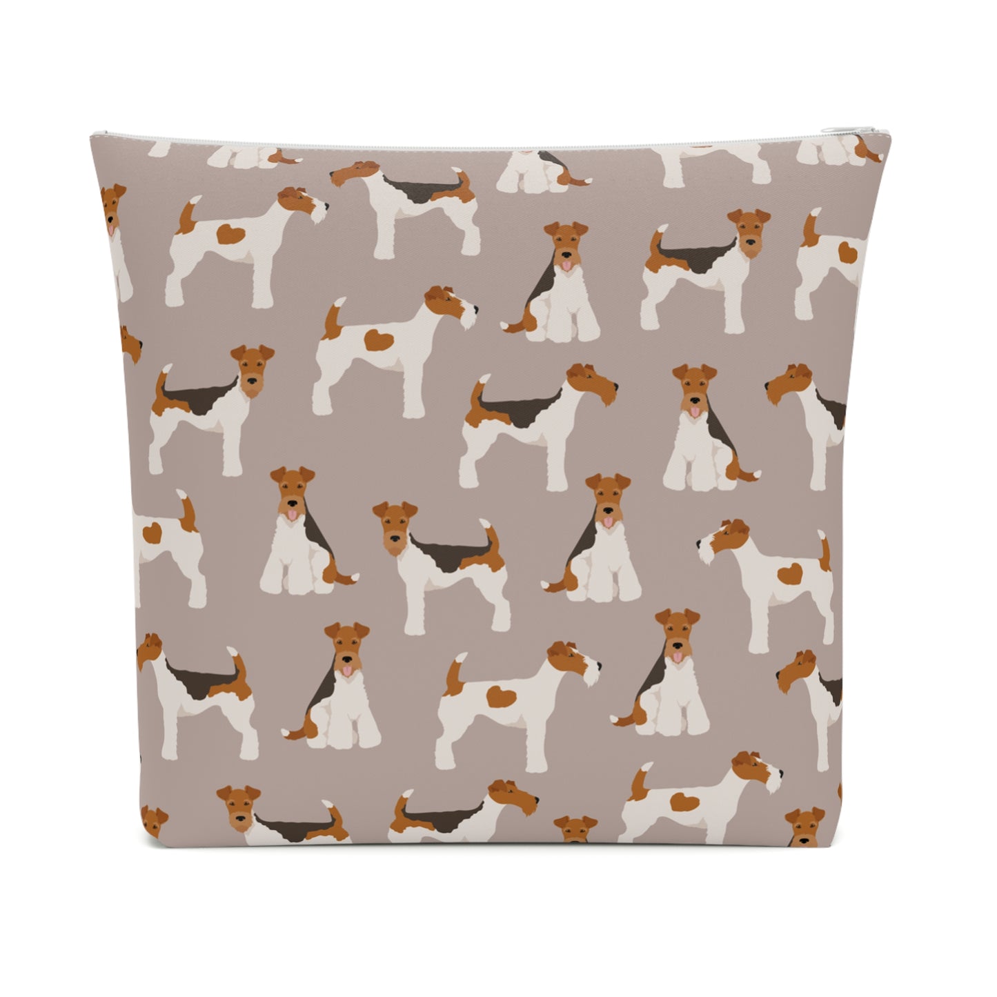Adorable Wire Fox Terrier Patterned Cotton Cosmetic Bag - Perfect Gift for Pet Lovers