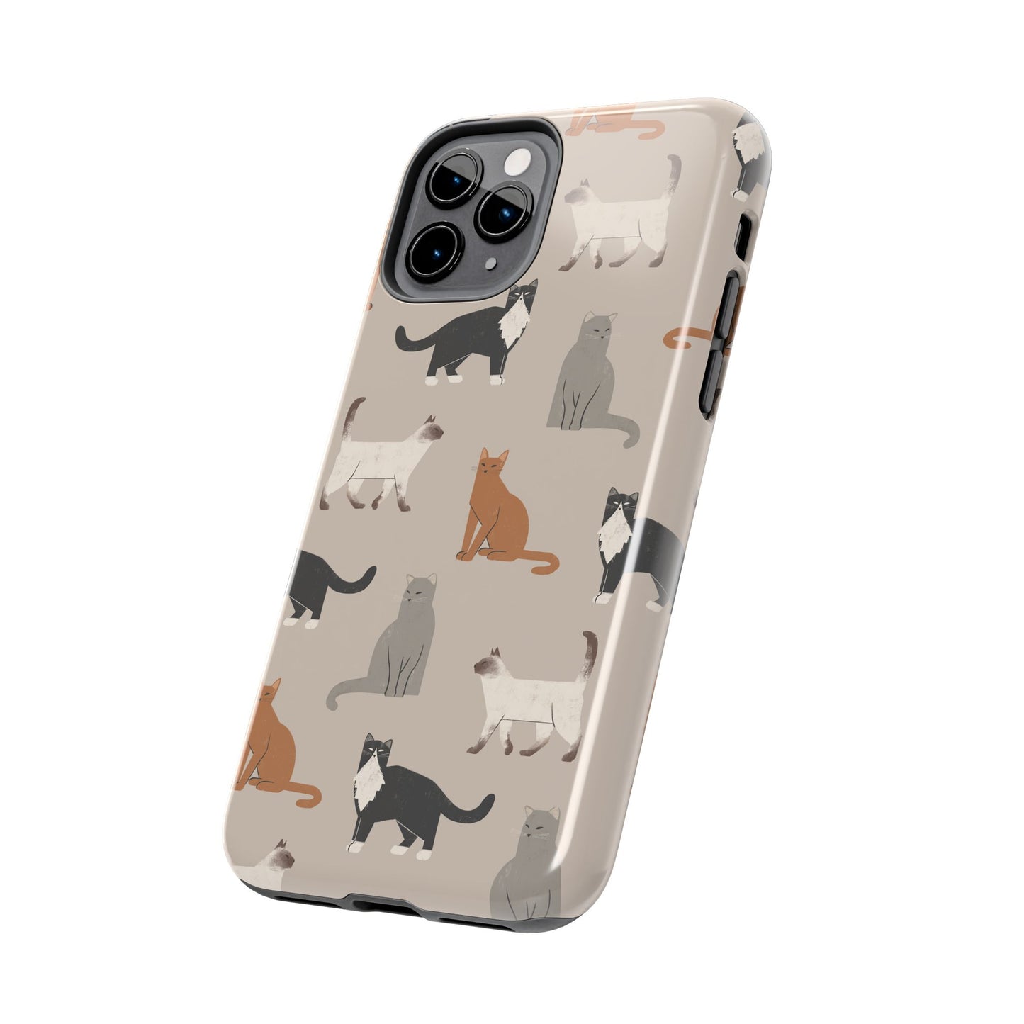 Cubist Cat Pattern Tough Phone Cases for Pet Lovers - Durable Protection and Cute Design