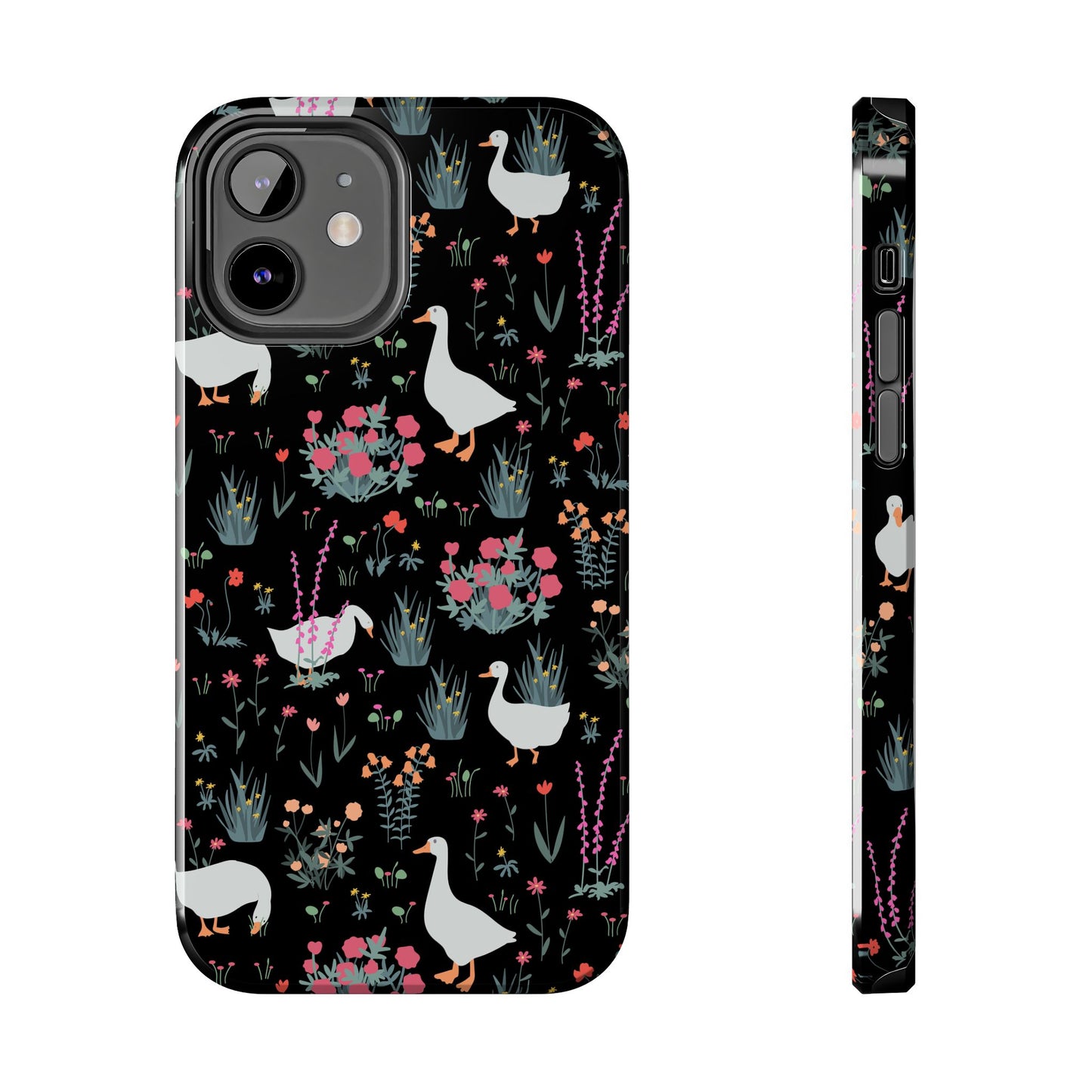 Whimsical Floral Duck Tough Phone Case - Stylish Protection for Your Device
