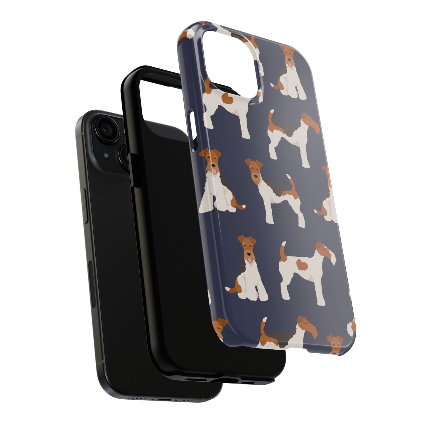 Tough Phone Cases with Adorable Fox Terrier in navy Design - Durable Pet Lover Accessory