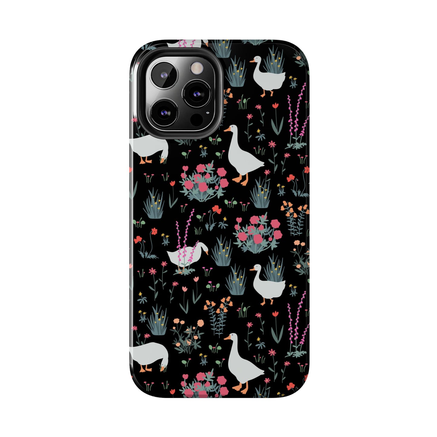 Whimsical Floral Duck Tough Phone Case - Stylish Protection for Your Device