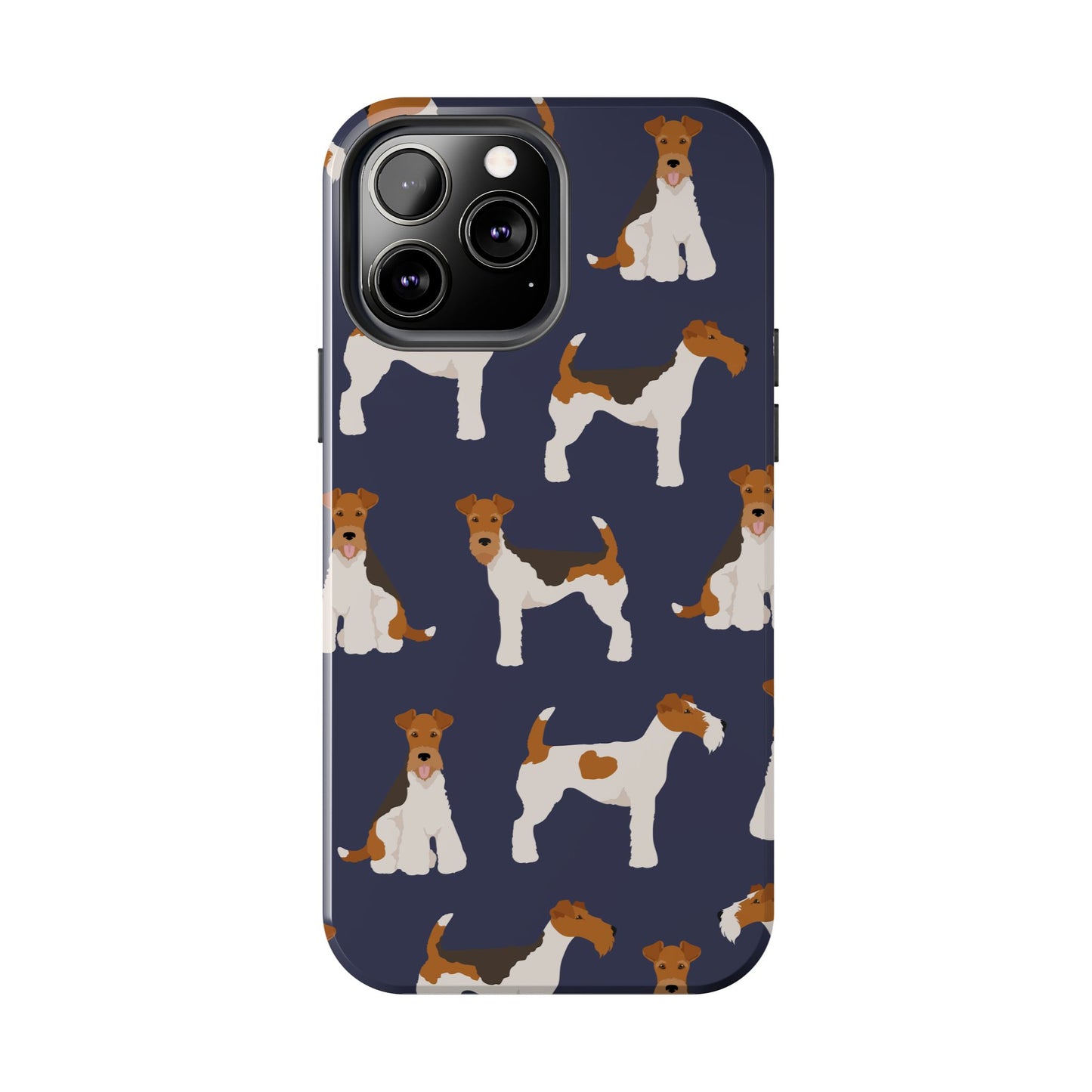 Tough Phone Cases with Adorable Fox Terrier in navy Design - Durable Pet Lover Accessory