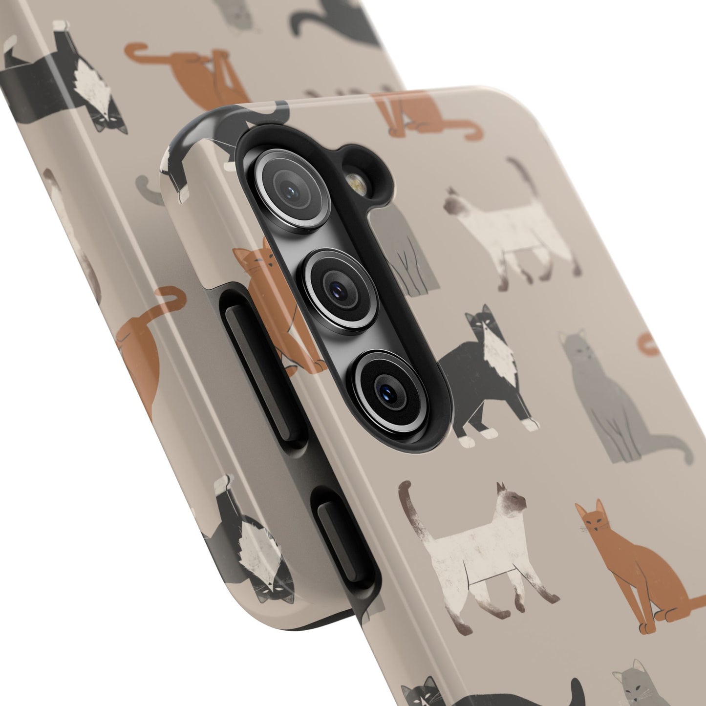 Cubist Cat Pattern Tough Phone Cases for Pet Lovers - Durable Protection and Cute Design