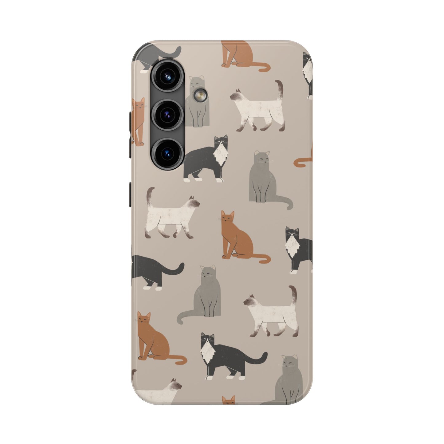 Cubist Cat Pattern Tough Phone Cases for Pet Lovers - Durable Protection and Cute Design