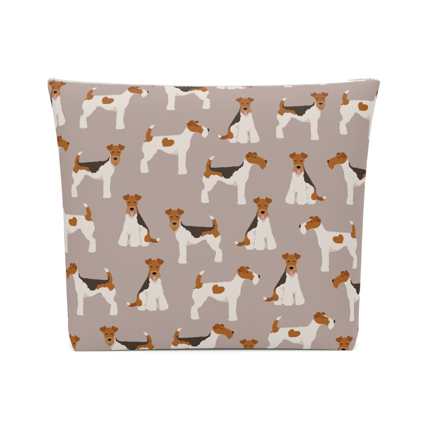 Adorable Wire Fox Terrier Patterned Cotton Cosmetic Bag - Perfect Gift for Pet Lovers