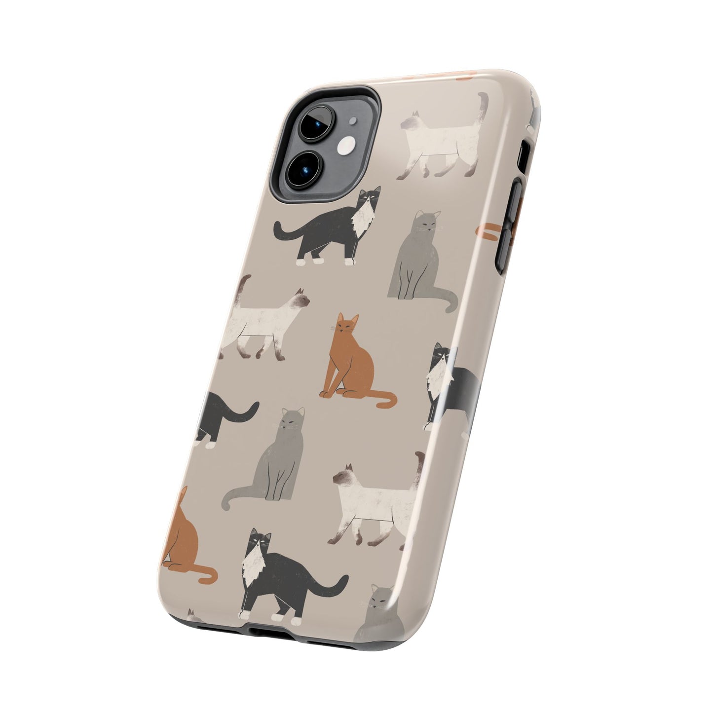Cubist Cat Pattern Tough Phone Cases for Pet Lovers - Durable Protection and Cute Design