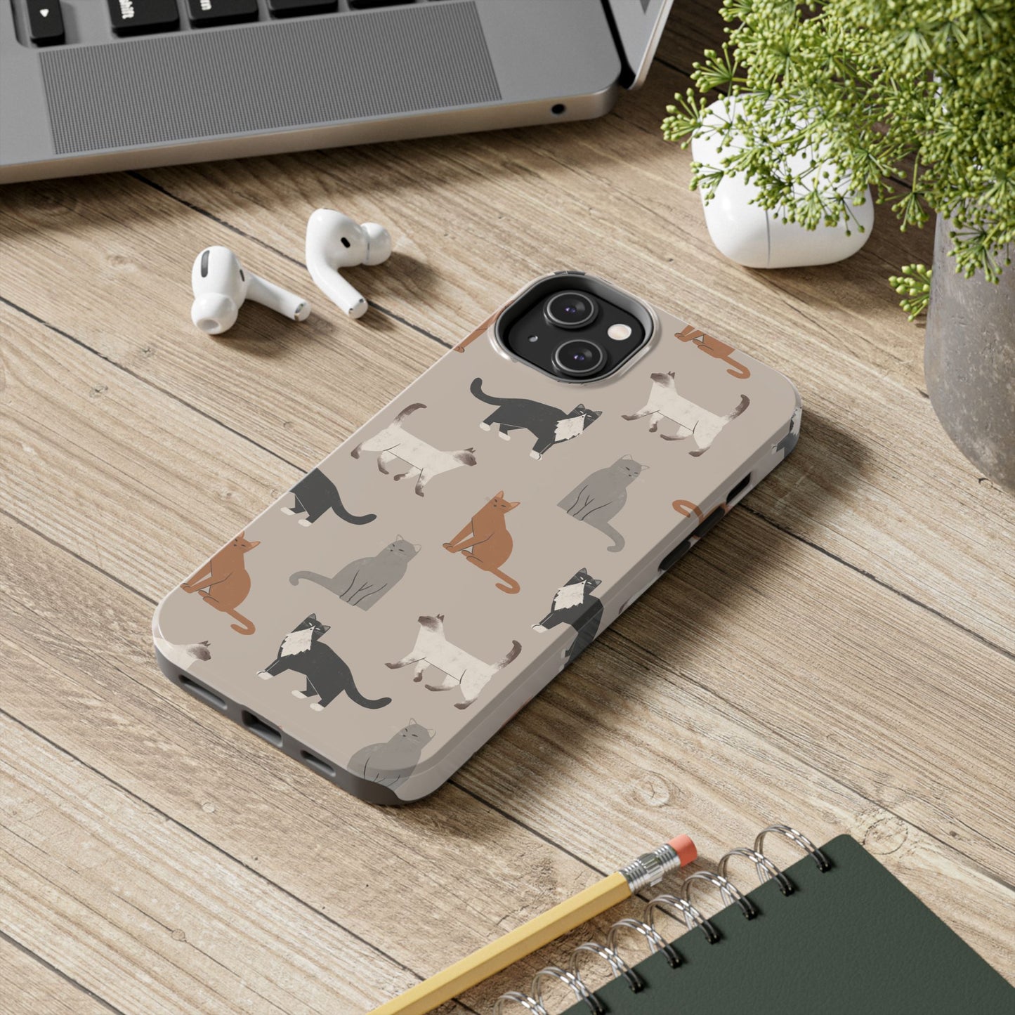 Cubist Cat Pattern Tough Phone Cases for Pet Lovers - Durable Protection and Cute Design
