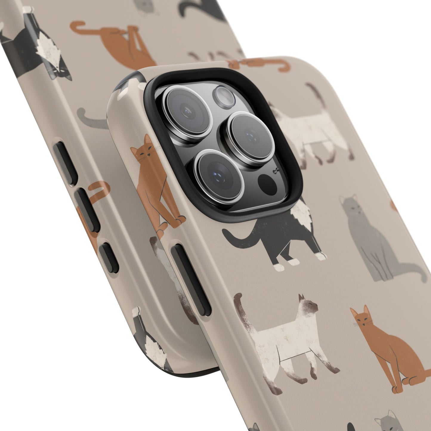 Cubist Cat Pattern Tough Phone Cases for Pet Lovers - Durable Protection and Cute Design
