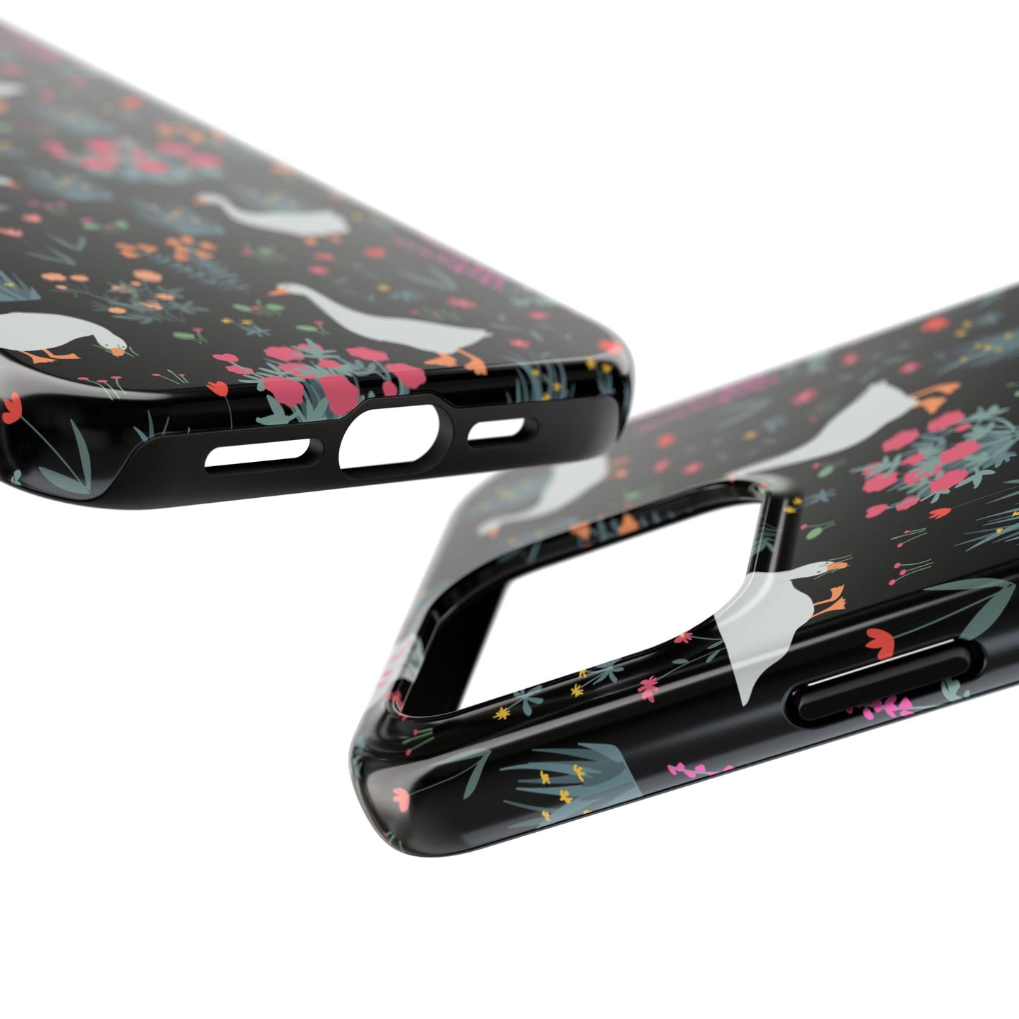 Whimsical Floral Duck Tough Phone Case - Stylish Protection for Your Device