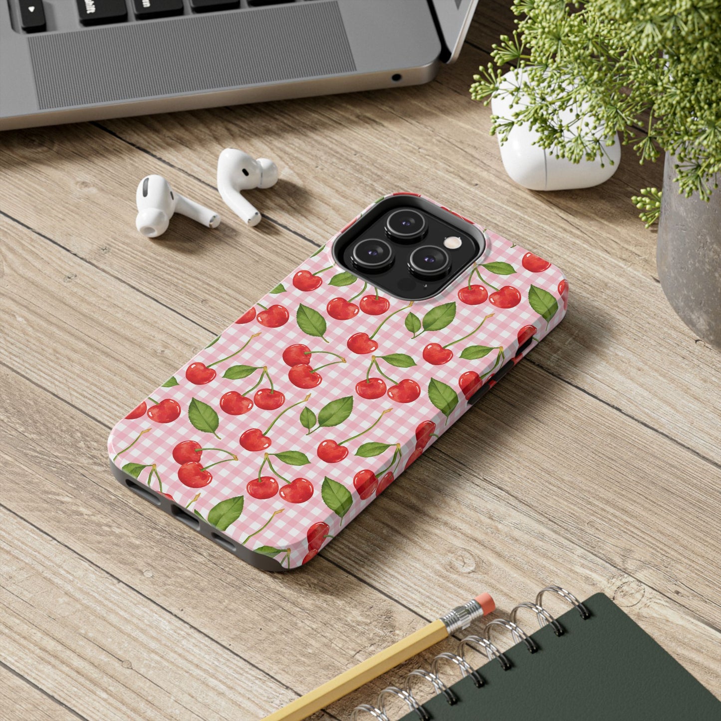 Cherry-Pattern Tough Phone Case - Cute & Durable Protective Case
