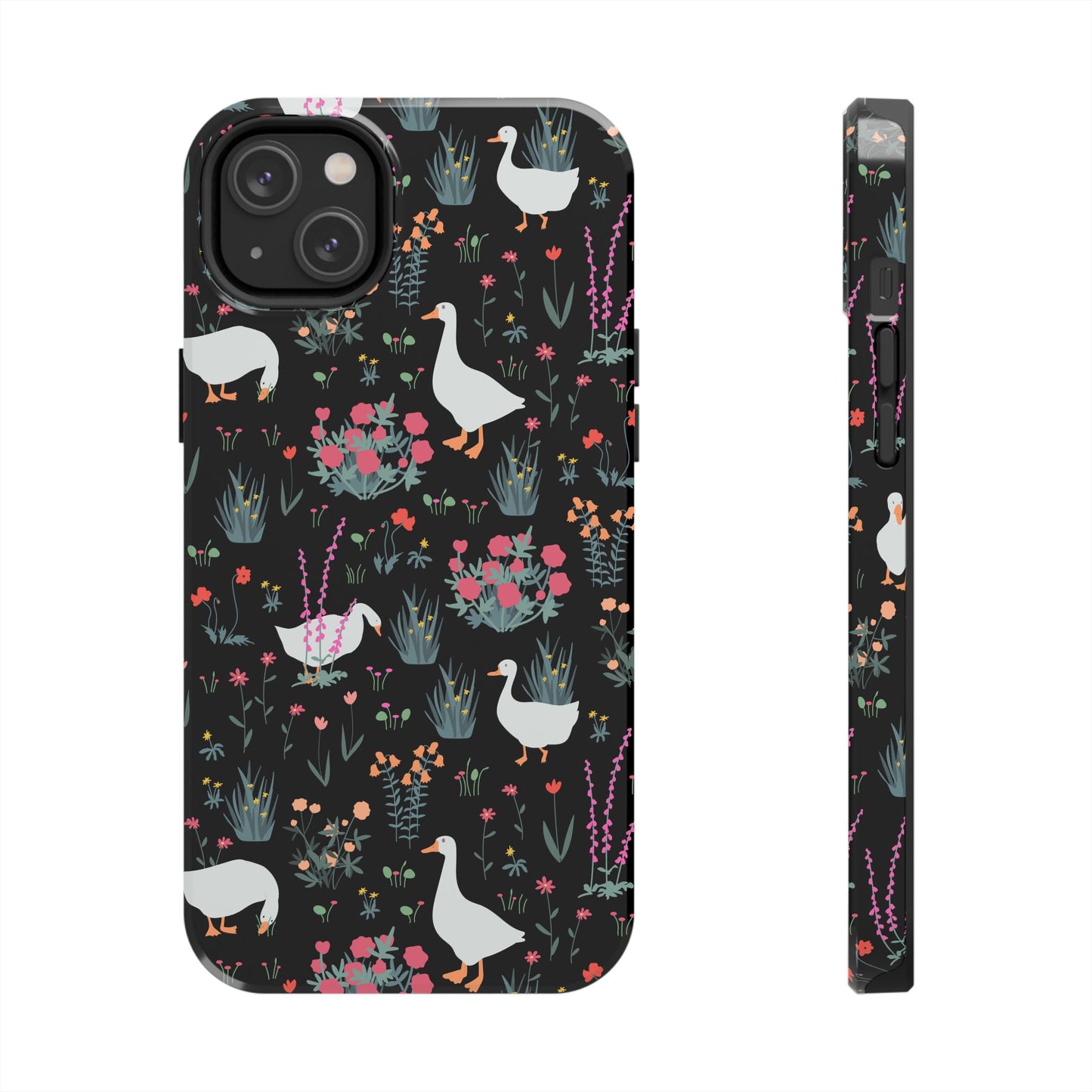 Whimsical Floral Duck Tough Phone Case - Stylish Protection for Your Device