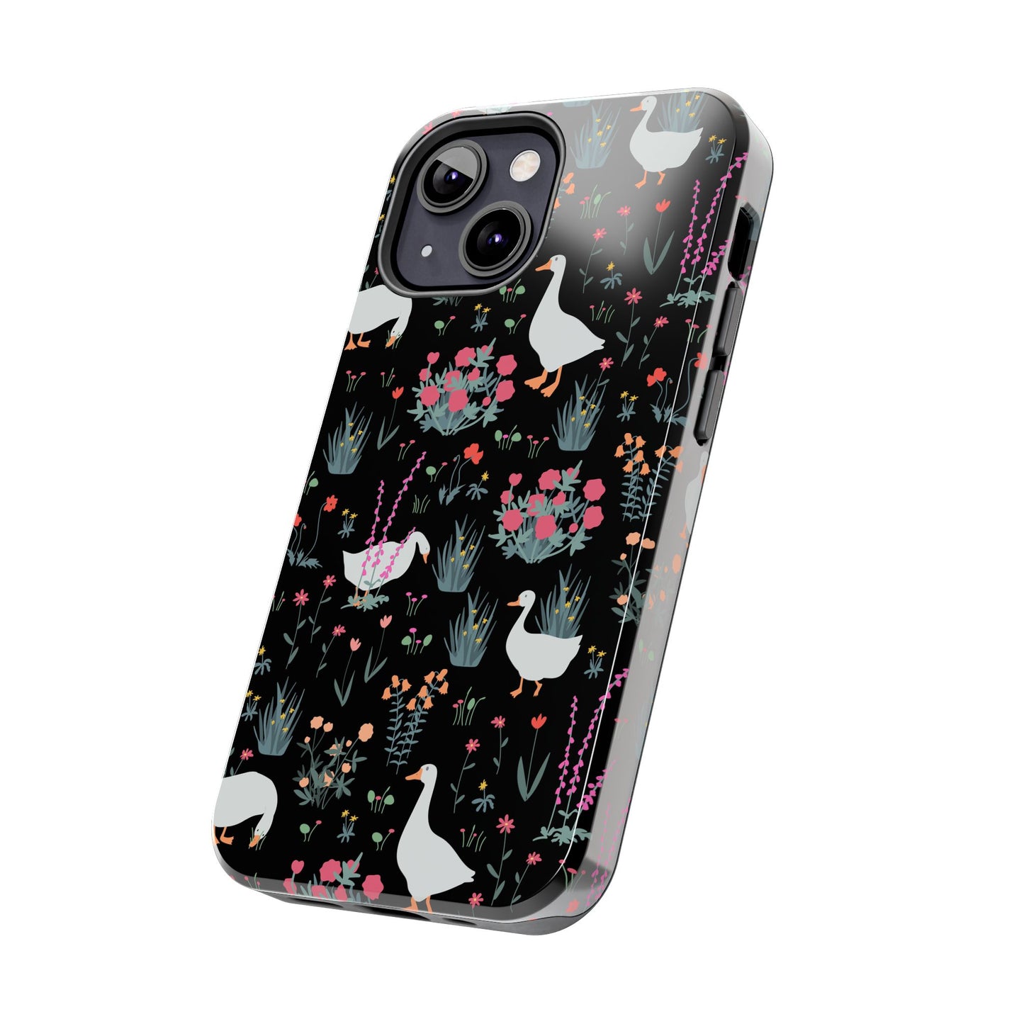 Whimsical Floral Duck Tough Phone Case - Stylish Protection for Your Device