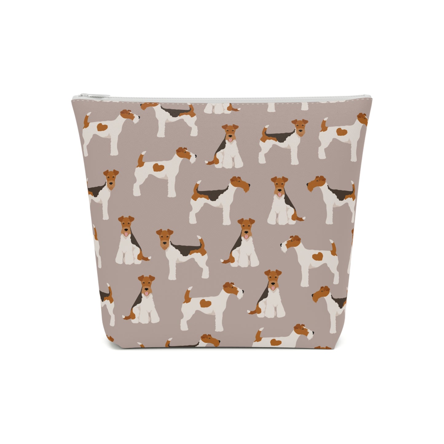 Adorable Wire Fox Terrier Patterned Cotton Cosmetic Bag - Perfect Gift for Pet Lovers