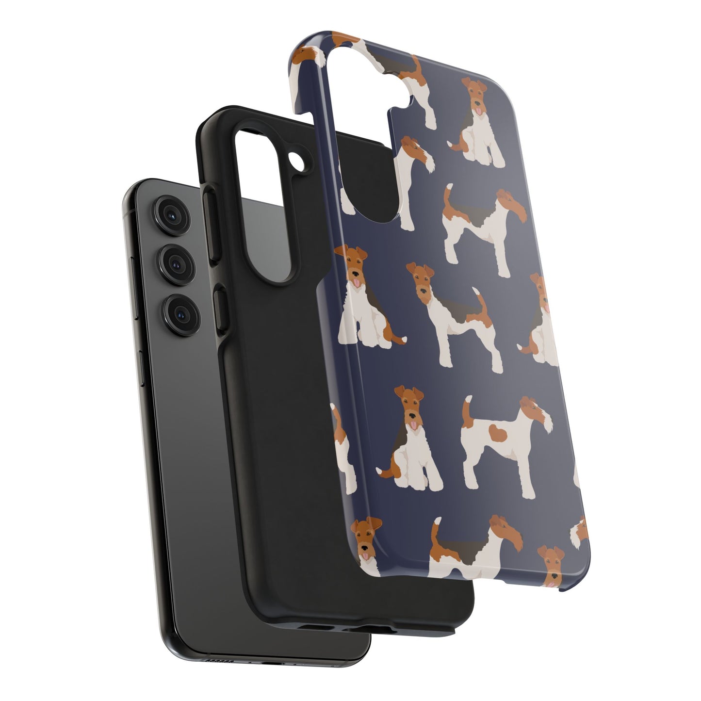 Tough Phone Cases with Adorable Fox Terrier in navy Design - Durable Pet Lover Accessory