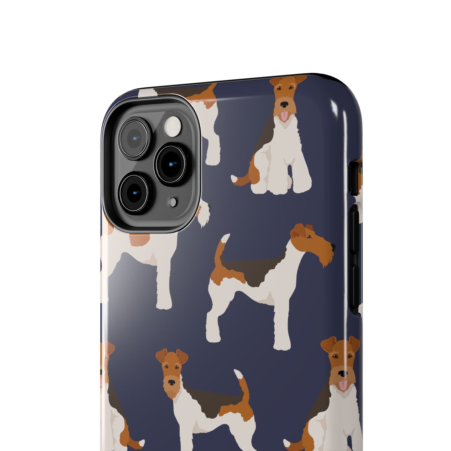 Tough Phone Cases with Adorable Fox Terrier in navy Design - Durable Pet Lover Accessory