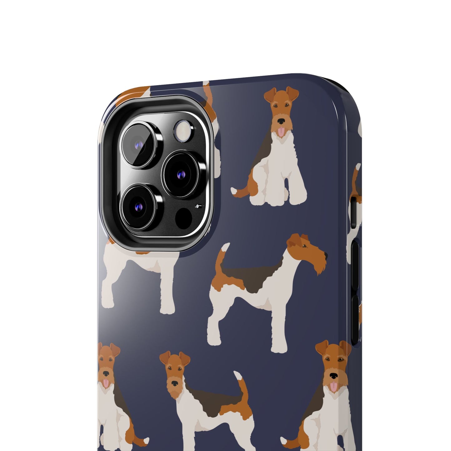 Tough Phone Cases with Adorable Fox Terrier in navy Design - Durable Pet Lover Accessory