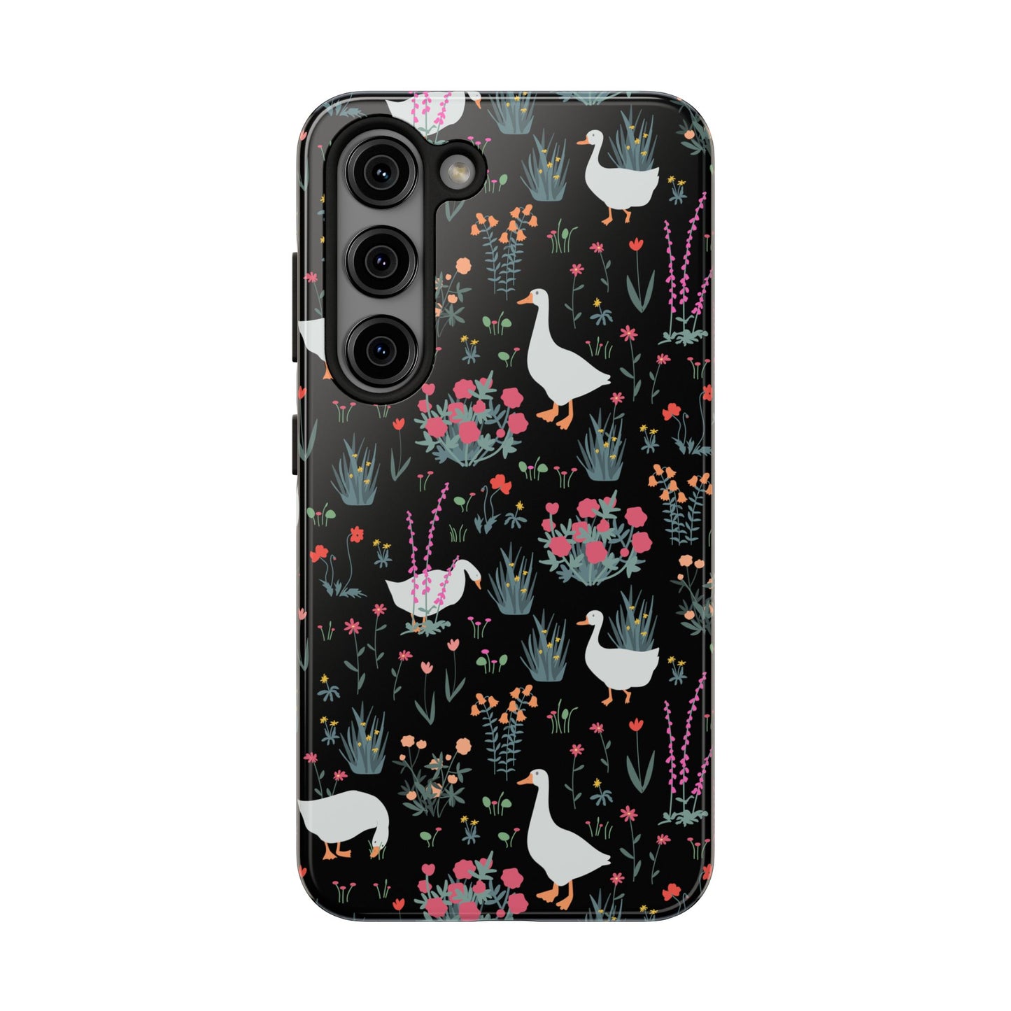 Whimsical Floral Duck Tough Phone Case - Stylish Protection for Your Device
