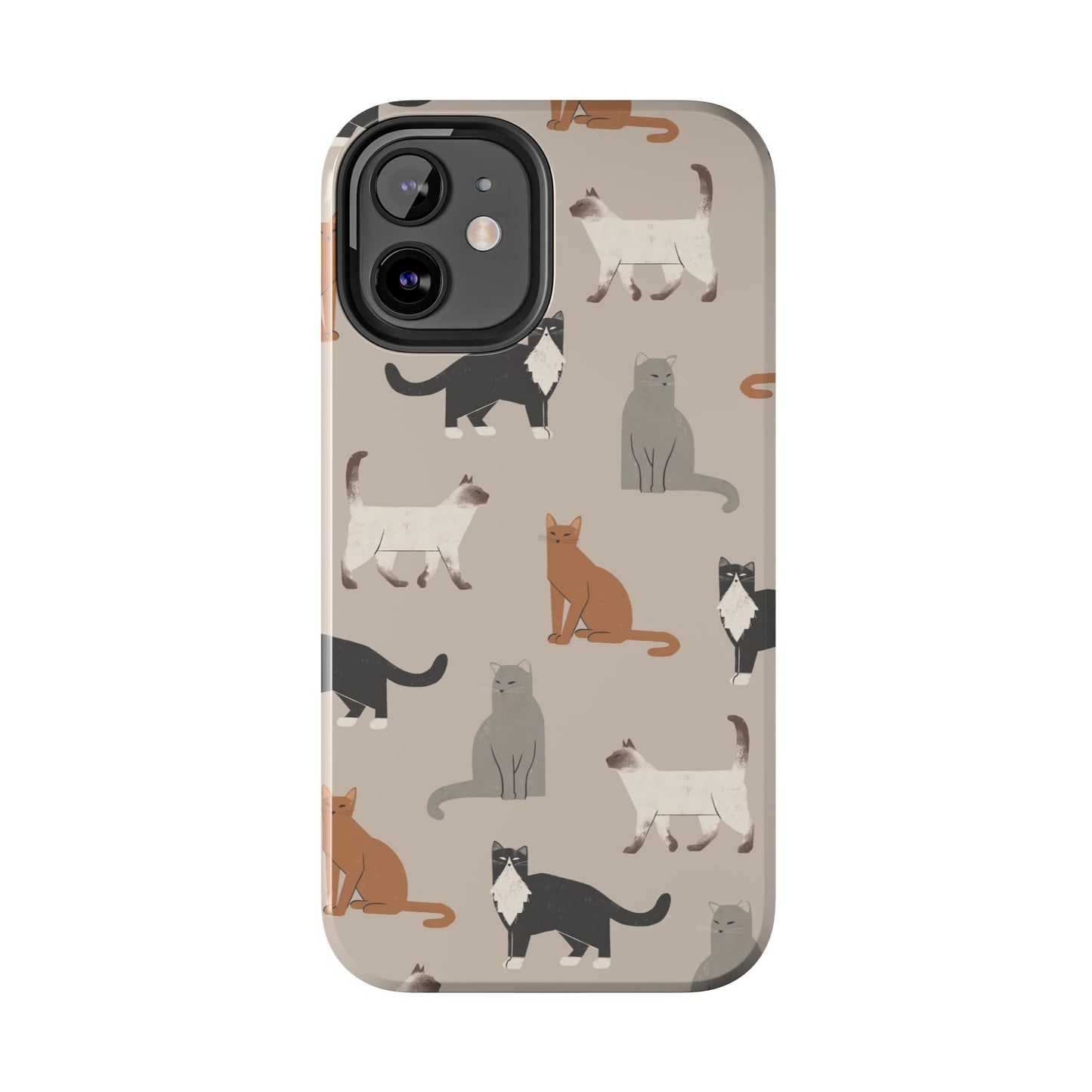 Cubist Cat Pattern Tough Phone Cases for Pet Lovers - Durable Protection and Cute Design