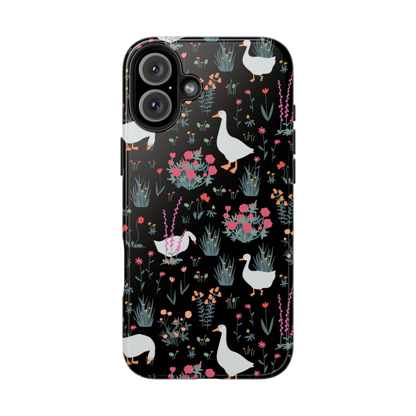 Whimsical Floral Duck Tough Phone Case - Stylish Protection for Your Device