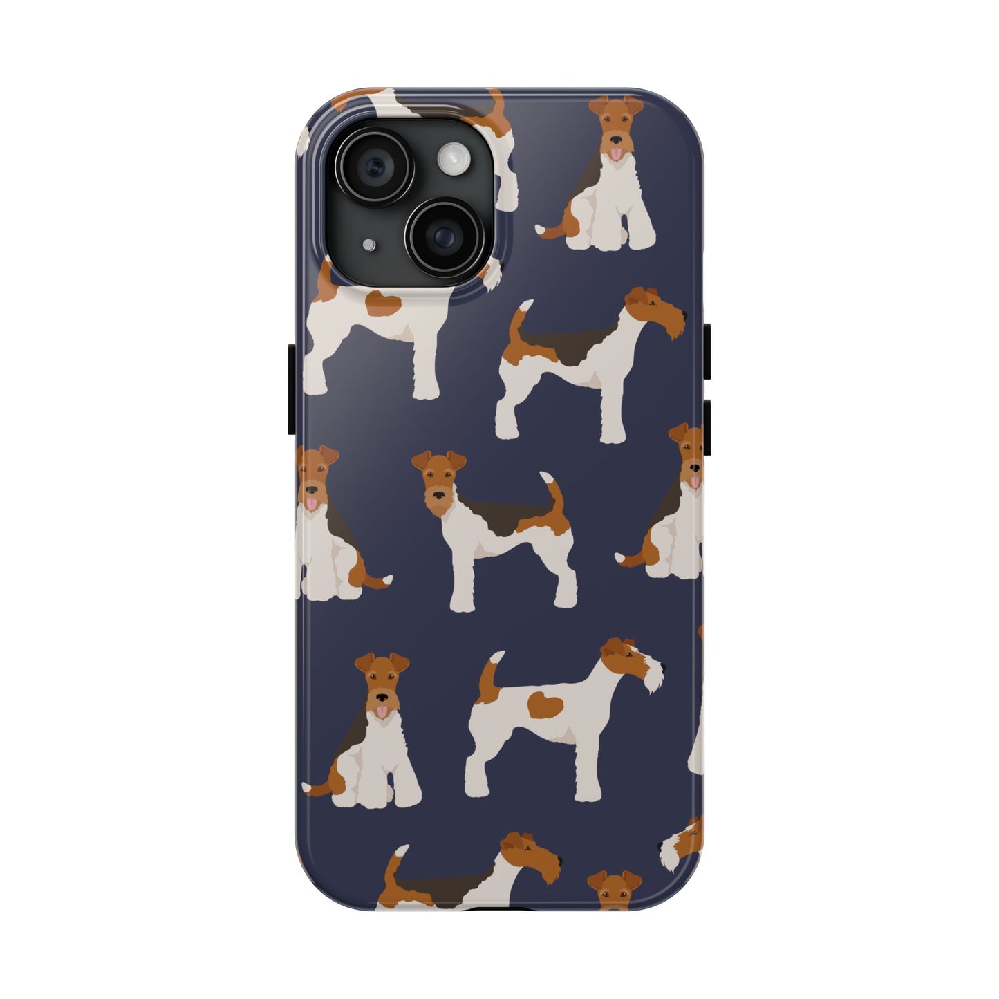 Tough Phone Cases with Adorable Fox Terrier in navy Design - Durable Pet Lover Accessory