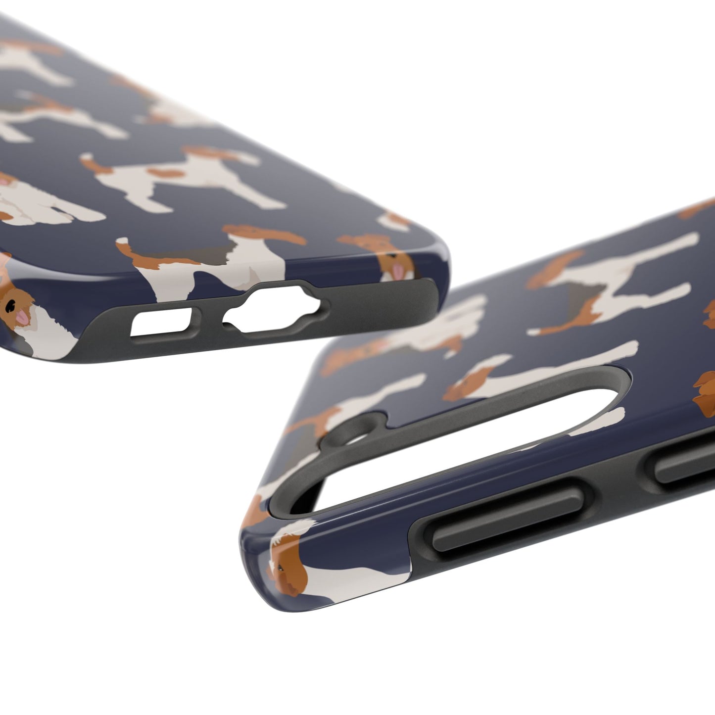 Tough Phone Cases with Adorable Fox Terrier in navy Design - Durable Pet Lover Accessory