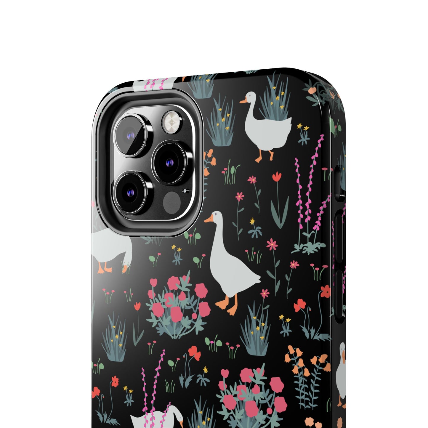 Whimsical Floral Duck Tough Phone Case - Stylish Protection for Your Device