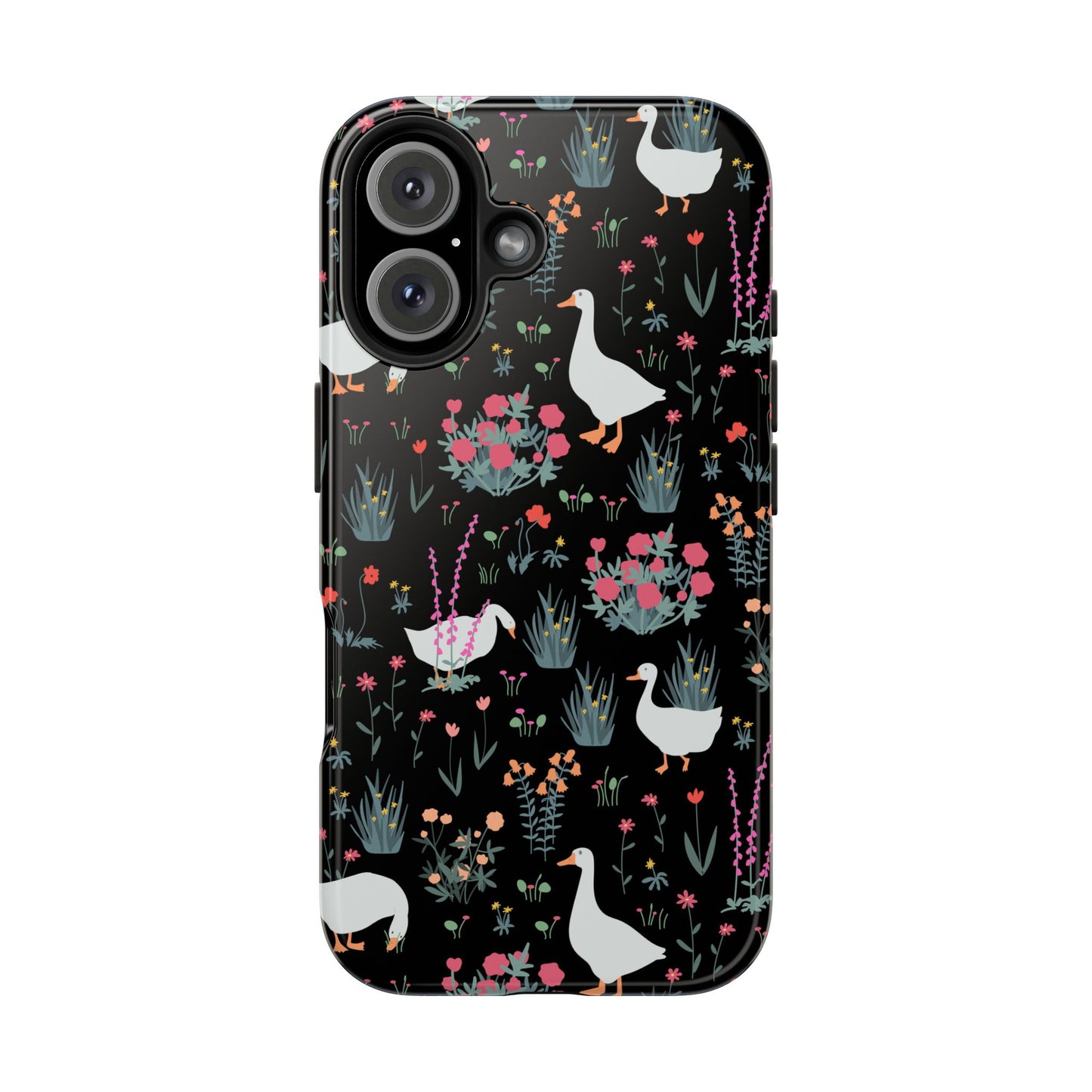 Whimsical Floral Duck Tough Phone Case - Stylish Protection for Your Device