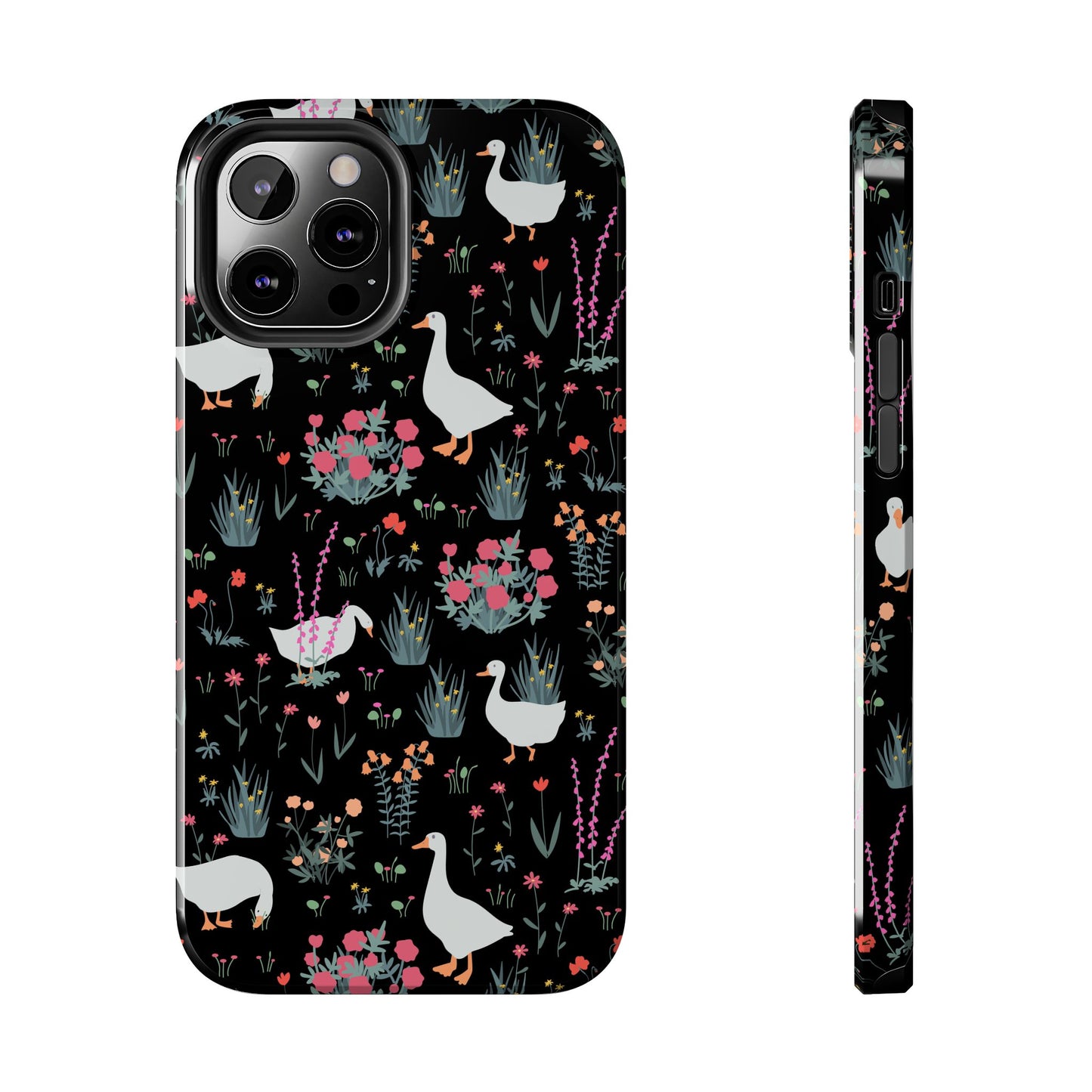Whimsical Floral Duck Tough Phone Case - Stylish Protection for Your Device