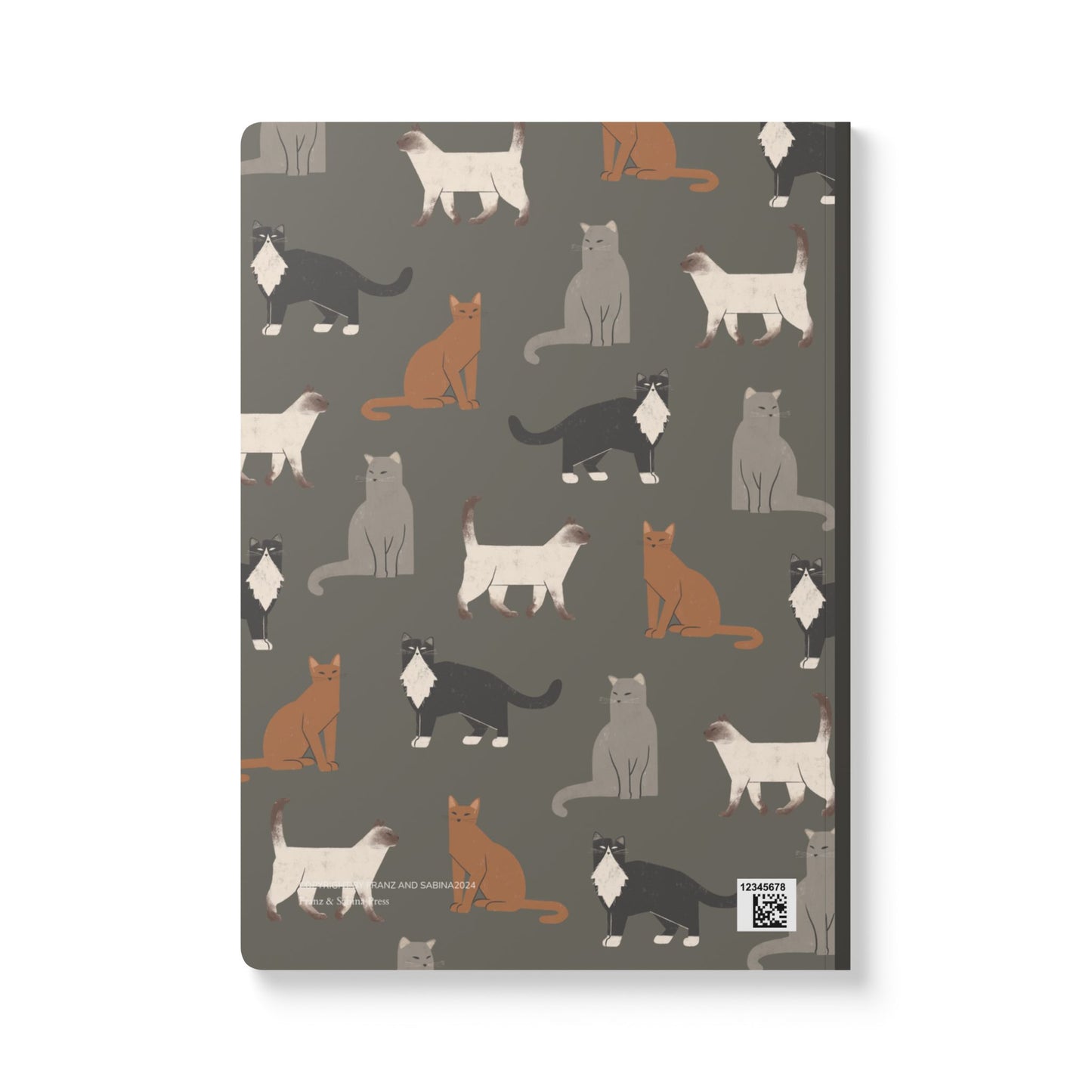 Cubists Cat On Charcoal Softcover Journal with Inside Prints - Perfect Gift for Cat Lovers