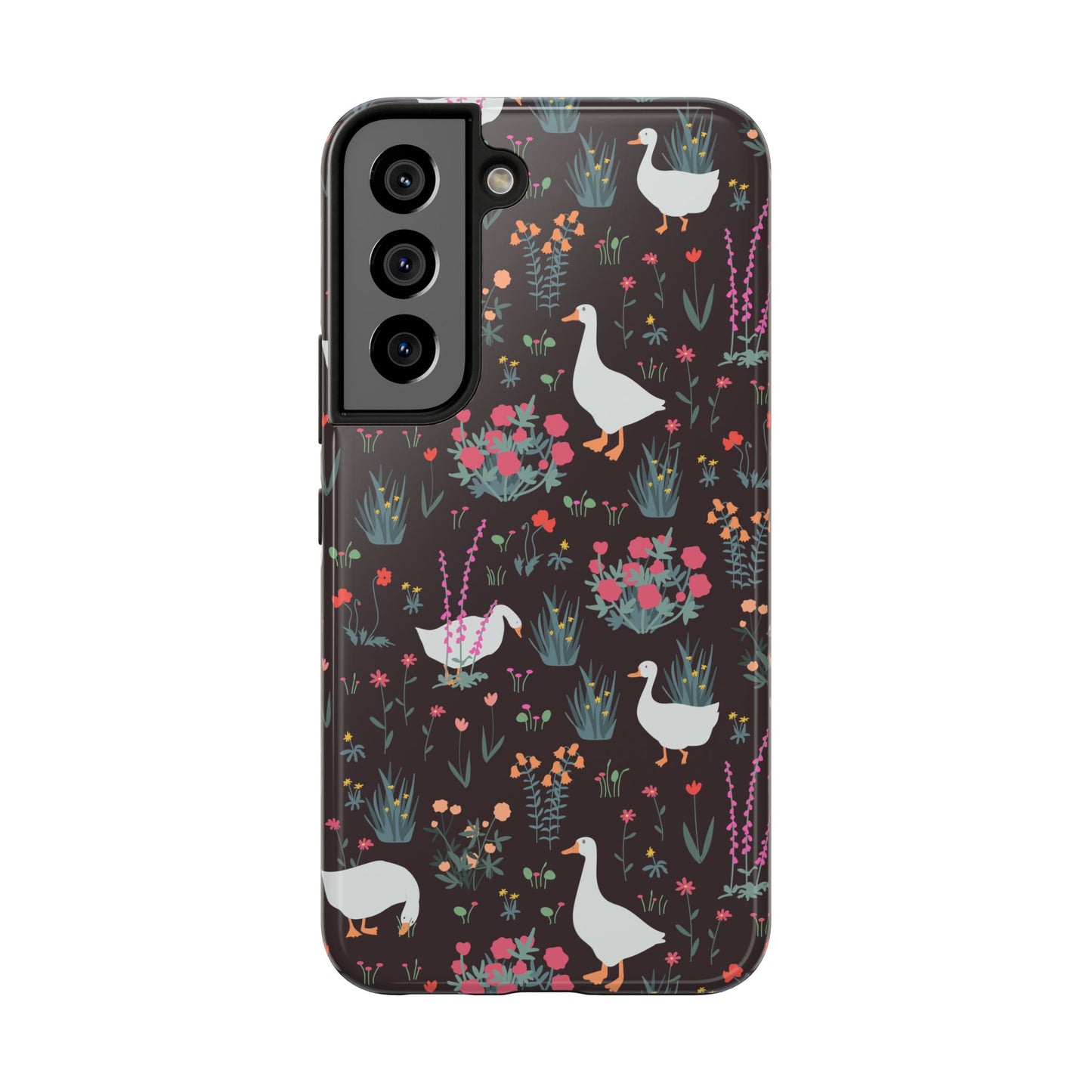 Whimsical Floral Goose Tough Phone Case - Stylish Protection for Nature Lovers