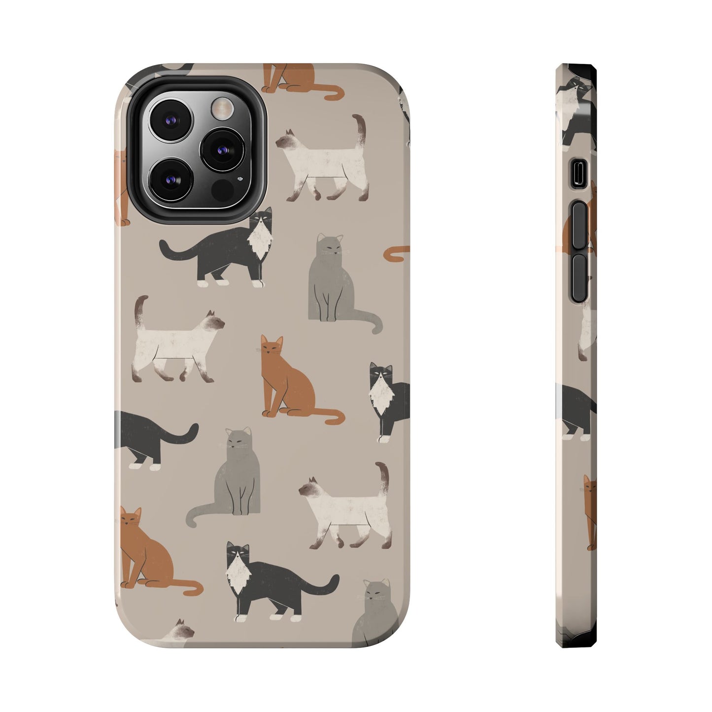 Cubist Cat Pattern Tough Phone Cases for Pet Lovers - Durable Protection and Cute Design