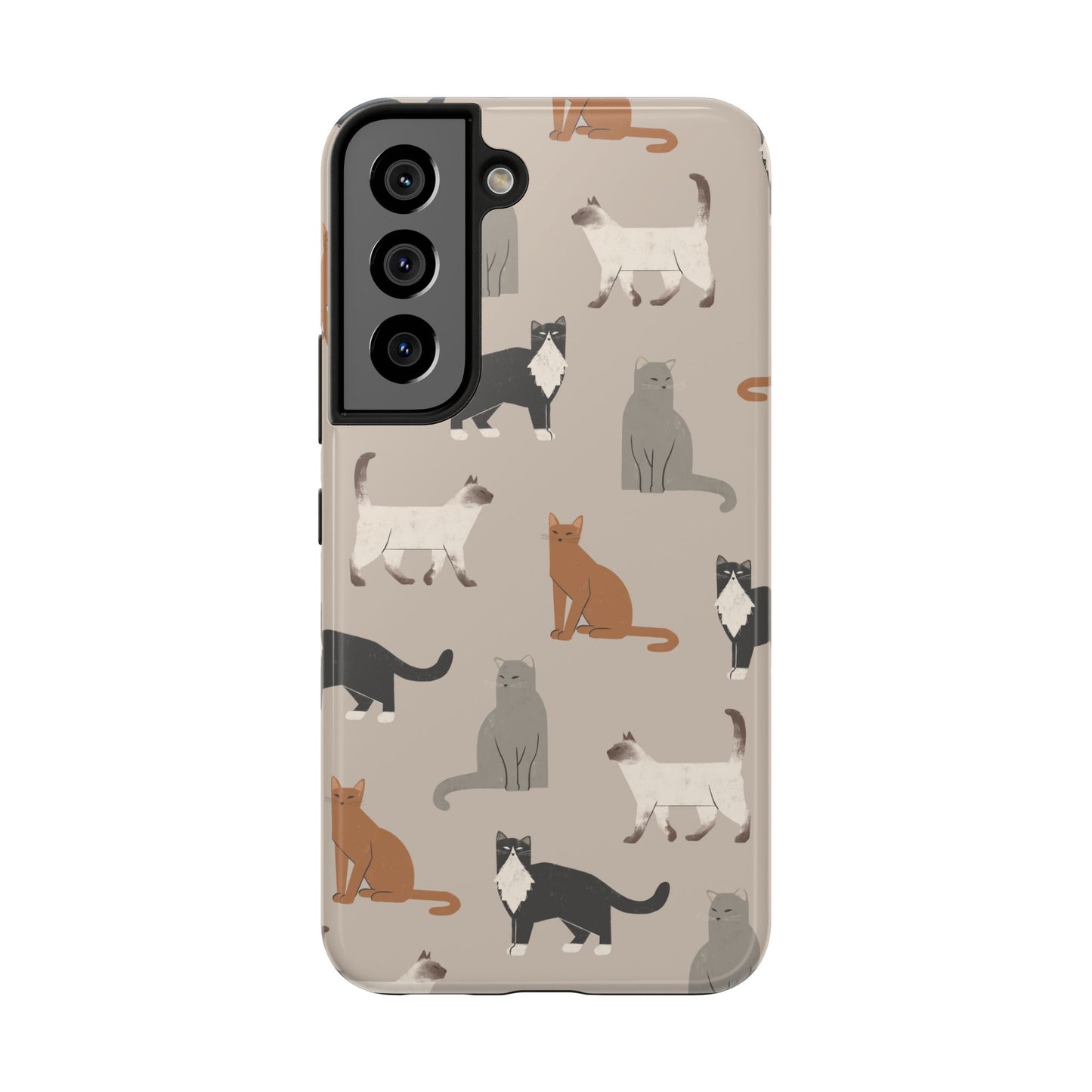Cubist Cat Pattern Tough Phone Cases for Pet Lovers - Durable Protection and Cute Design