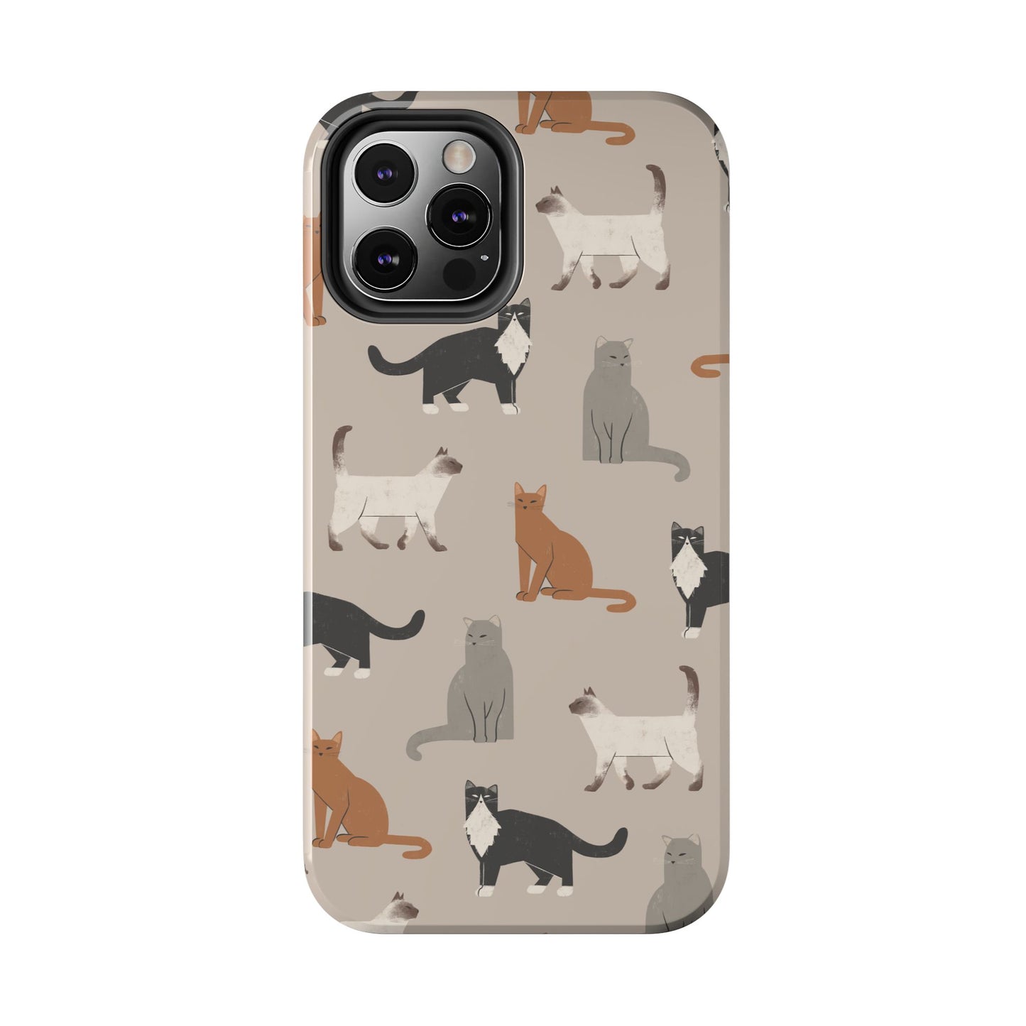 Cubist Cat Pattern Tough Phone Cases for Pet Lovers - Durable Protection and Cute Design