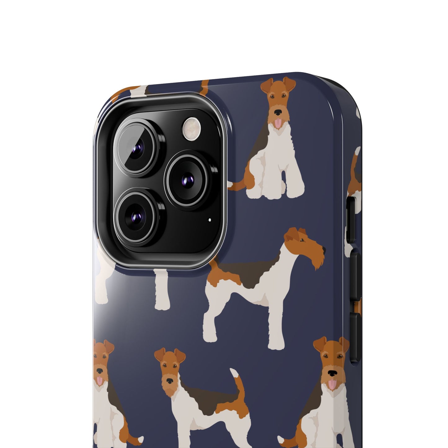 Tough Phone Cases with Adorable Fox Terrier in navy Design - Durable Pet Lover Accessory