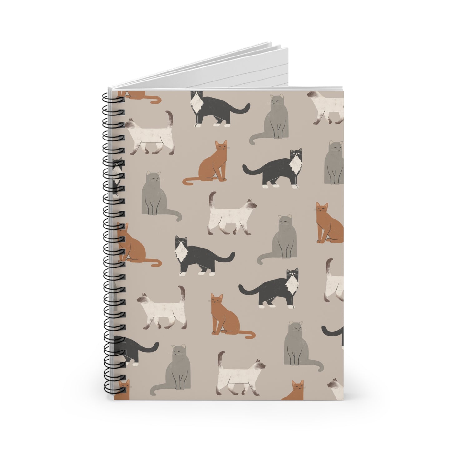 Cute Cubist Cat Pattern Spiral Notebook - Perfect for Cat Lovers