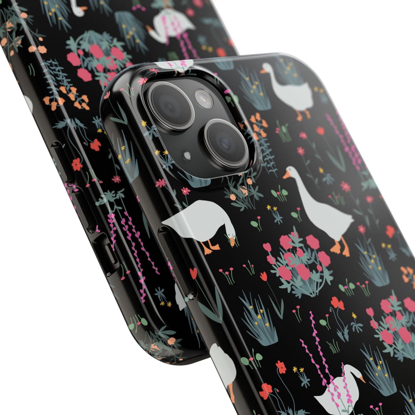 Whimsical Floral Duck Tough Phone Case - Stylish Protection for Your Device