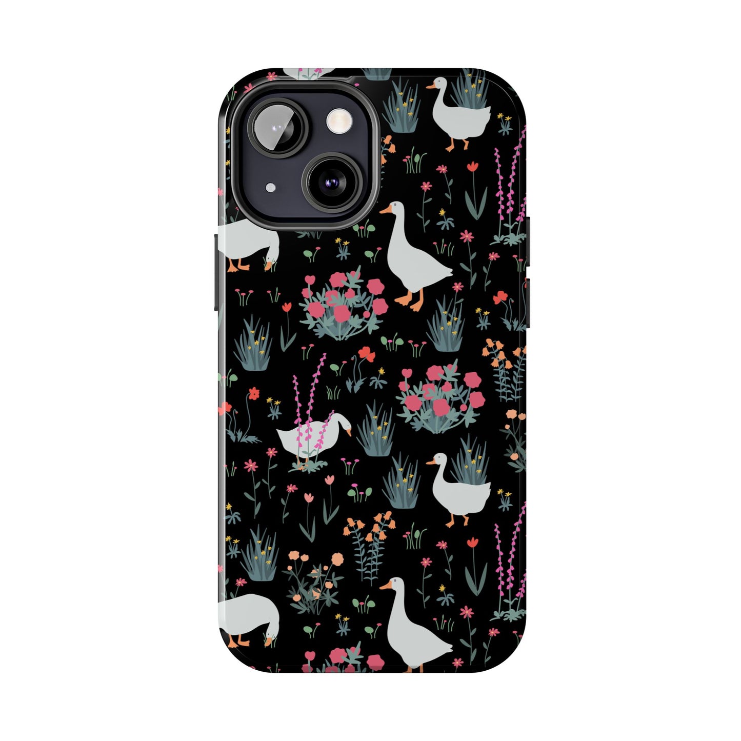 Whimsical Floral Duck Tough Phone Case - Stylish Protection for Your Device