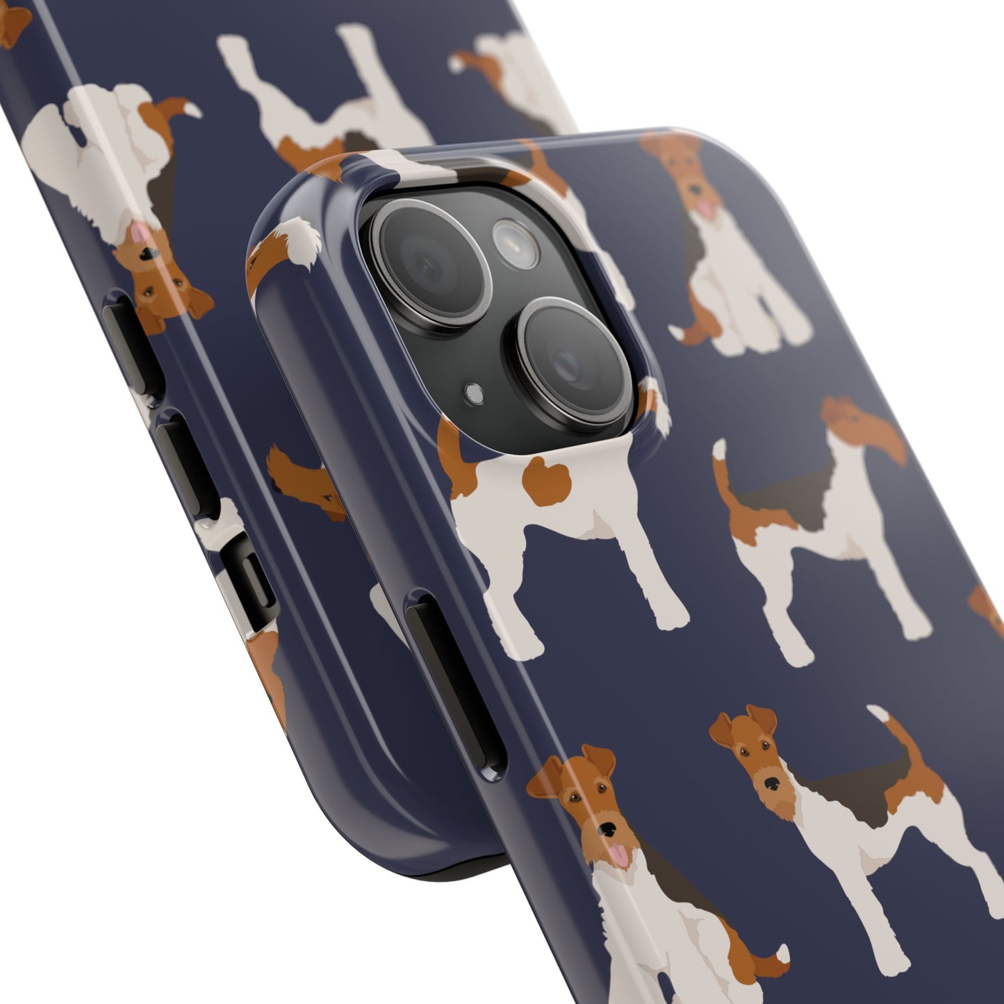 Tough Phone Cases with Adorable Fox Terrier in navy Design - Durable Pet Lover Accessory
