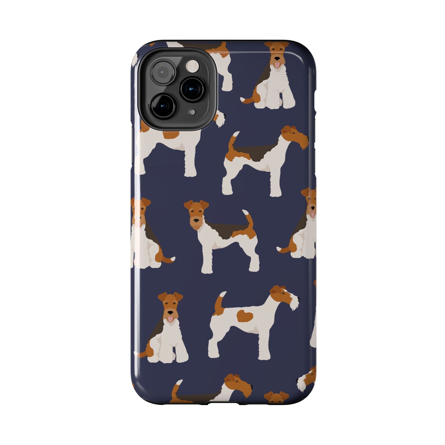 Tough Phone Cases with Adorable Fox Terrier in navy Design - Durable Pet Lover Accessory