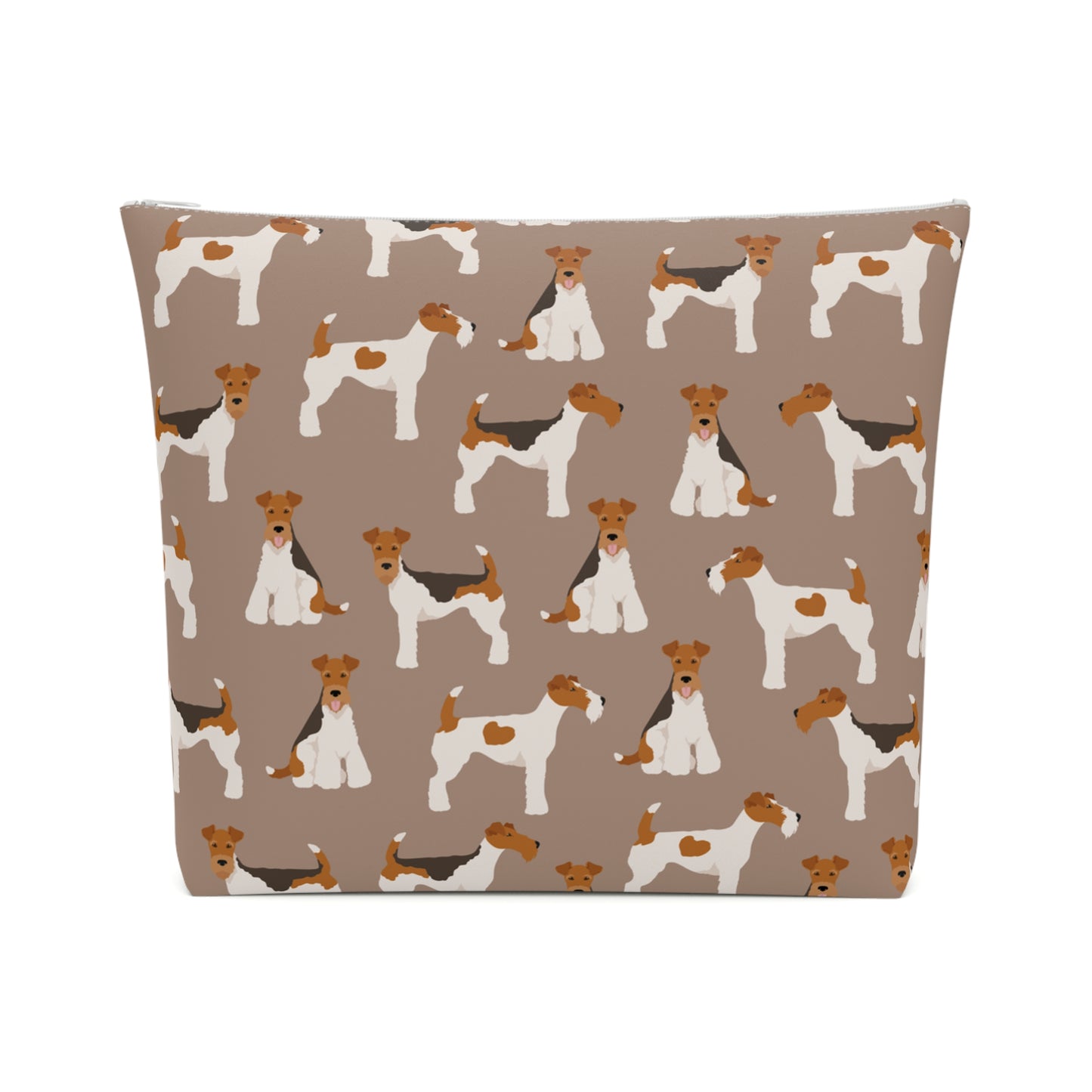 Adorable Wire Fox Terrier Patterned Cotton Cosmetic Bag - Perfect Gift for Pet Lovers