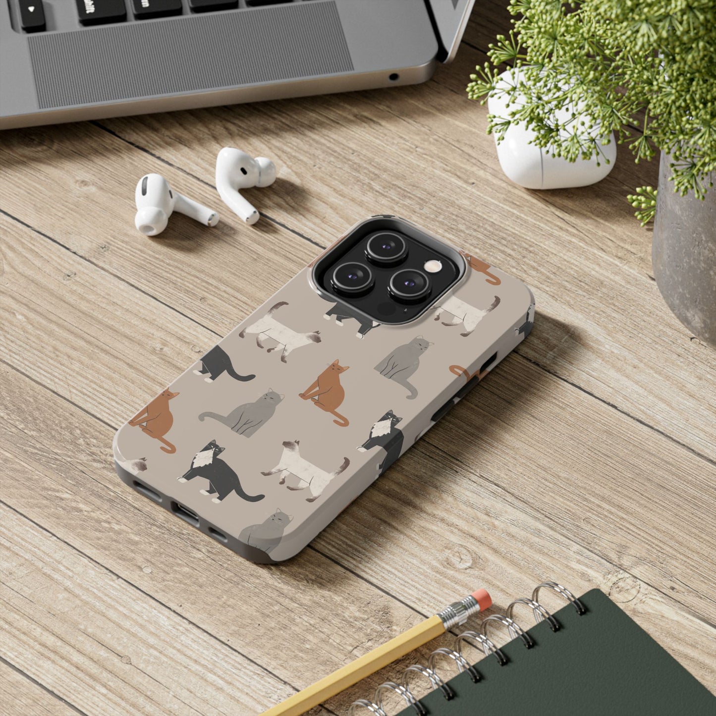 Cubist Cat Pattern Tough Phone Cases for Pet Lovers - Durable Protection and Cute Design