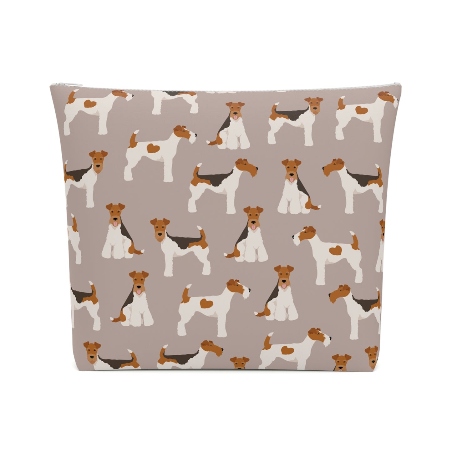 Adorable Wire Fox Terrier Patterned Cotton Cosmetic Bag - Perfect Gift for Pet Lovers
